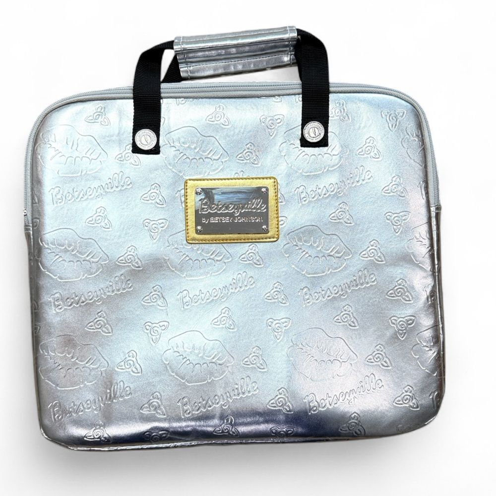 Betsey Johnson Betseyville Metallic Silver Laptop Bag